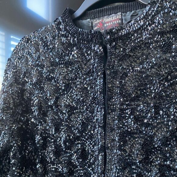 Vintage 1970's Black Sequin Evening Jacket, Size S - Picture 2 of 9